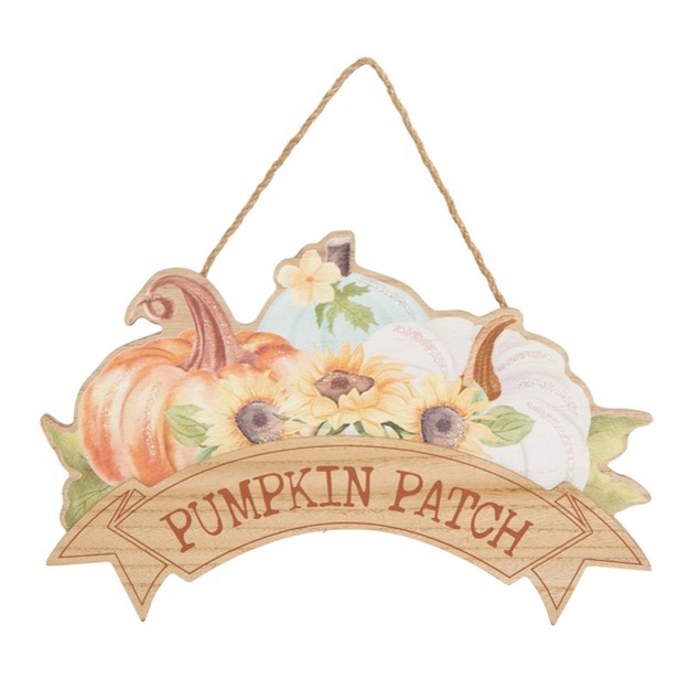 Transpac Wood 11 75 In Multicolored Harvest Die Cut Pumpkin Patch Sign