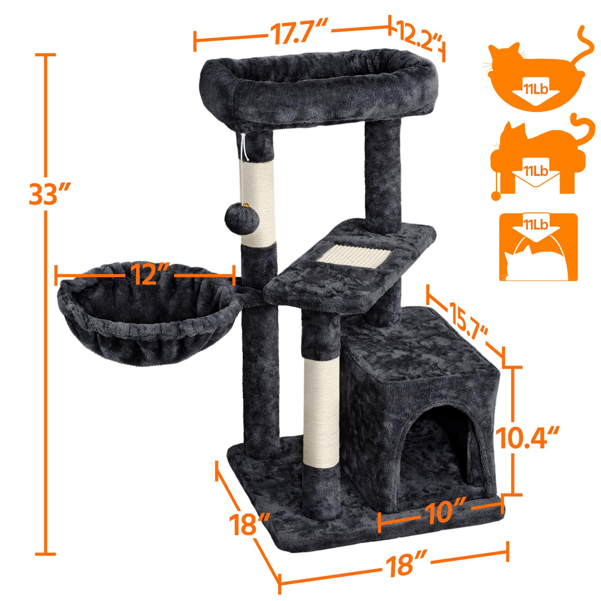 Topeakmart Black Plush Cat Tree for Kittens， 33