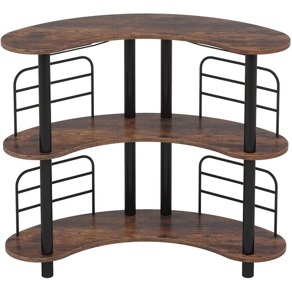 3 Tier Liquor Bar Unit， Wine Bar Cabinet with Storage Shelves with Wine Glass Holder for Home/Kitchen/Bar