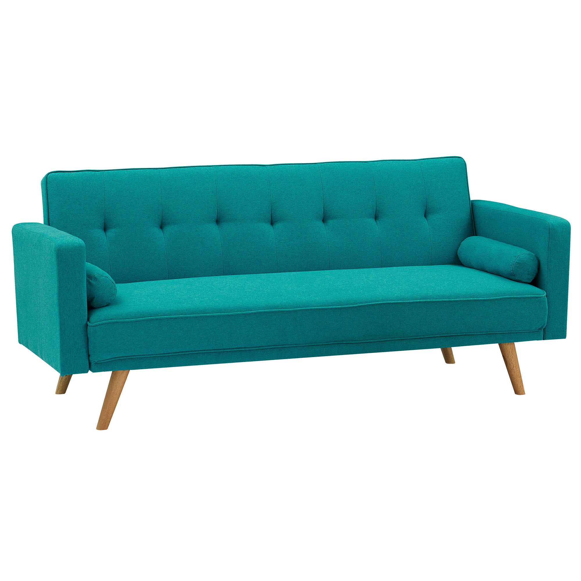 Futon Sofa Bed Upholstered Linen Sleeper Sofa with Adjustable Backrest Modern Design Convertible Futon Sofa Couch Multifunction Sleeper Sofa Bed Retro Blue