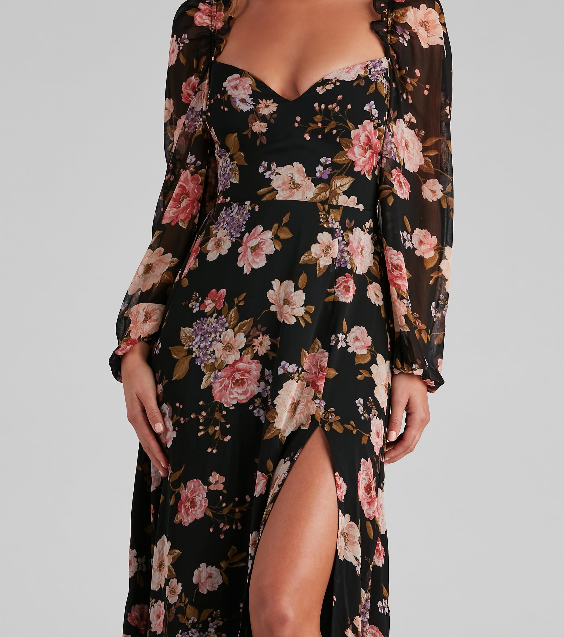 Catch The Bouquet Chiffon Maxi Dress