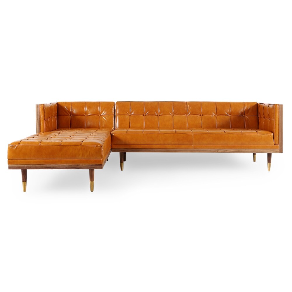 Kardiel Woodrow Box Midcentury Mod Sofa Sectional  Top Grain Leather