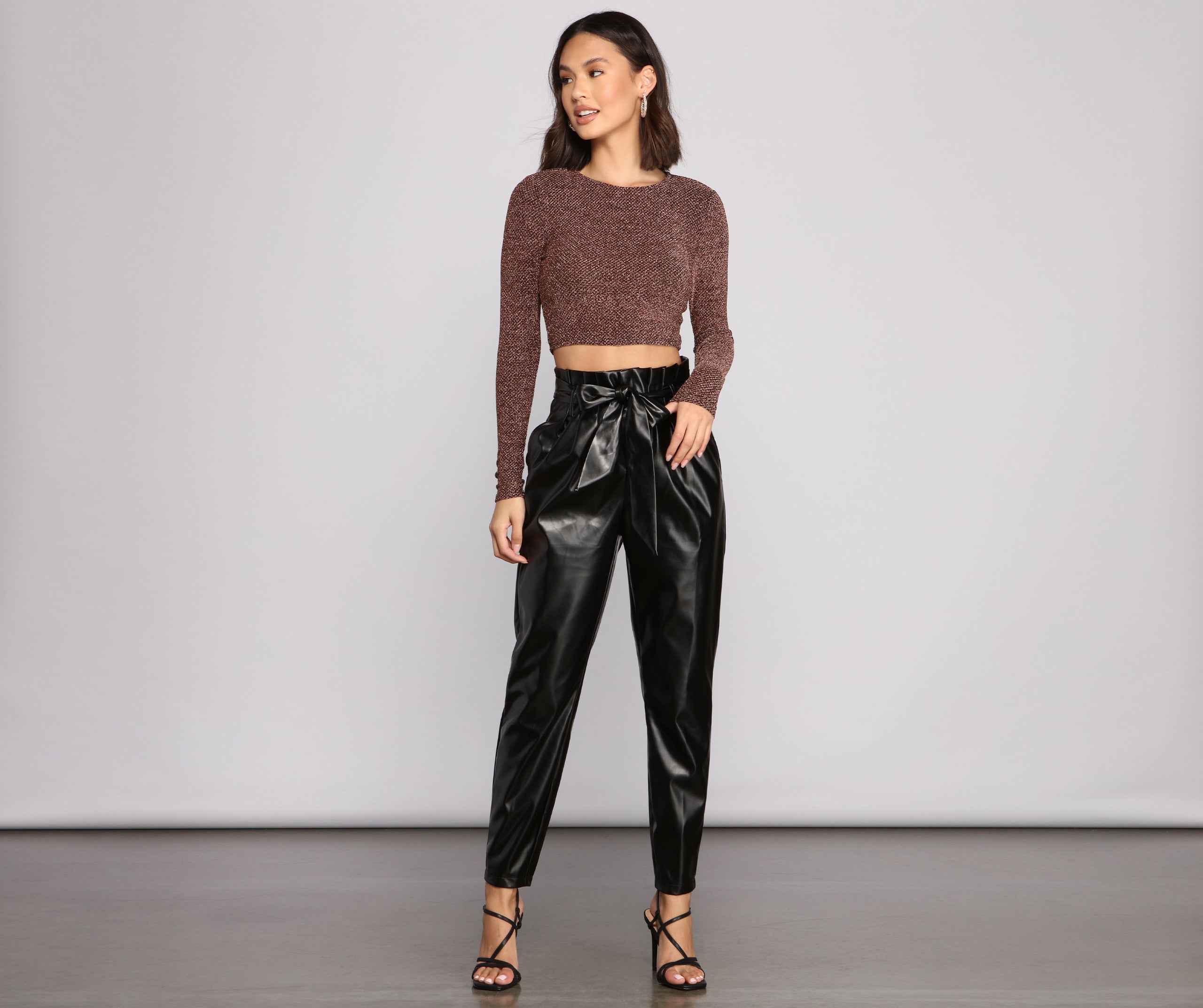 Glimmer Girl Long Sleeve Crop Top