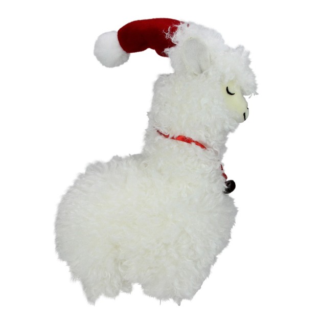 Plush Standing Llama With Jingle Bell Necklace Christmas Tabletop Figure