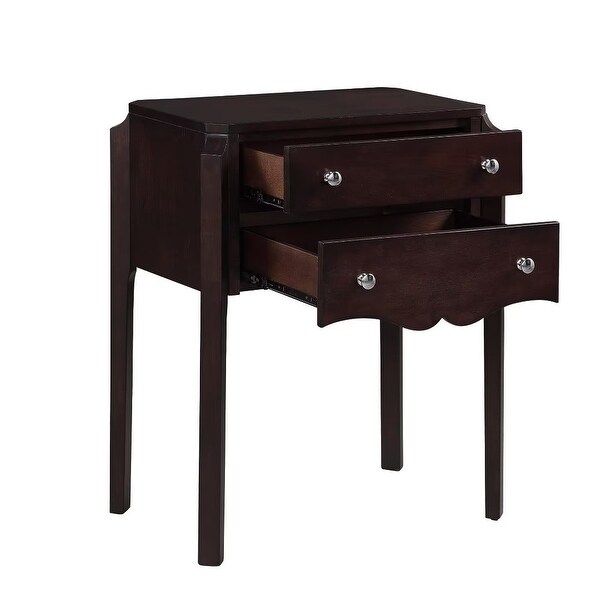 Simplify 2-drawer Solid Wood Storage Side Table