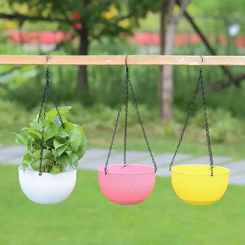 wholesale round cheap outdoor decorative supplies plant orchid basket hanging chain flower pots   planter