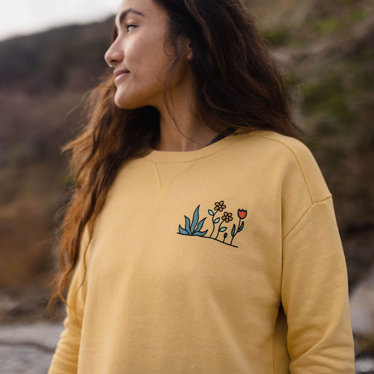 Bloom Hemp Sweatshirt - Ochre Yellow