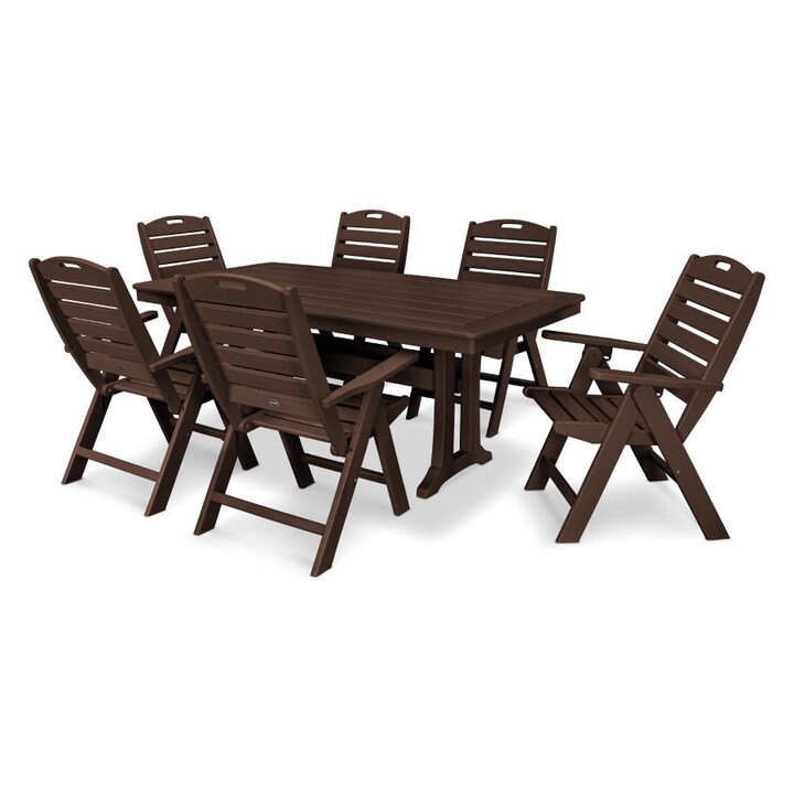 POLYWOOD 7-Piece Nautical Dining Set in Mahogany