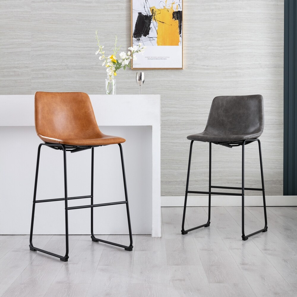 Corvus Thurso Faux Leather 24 inch Steel Counter Stool (Set of 2)