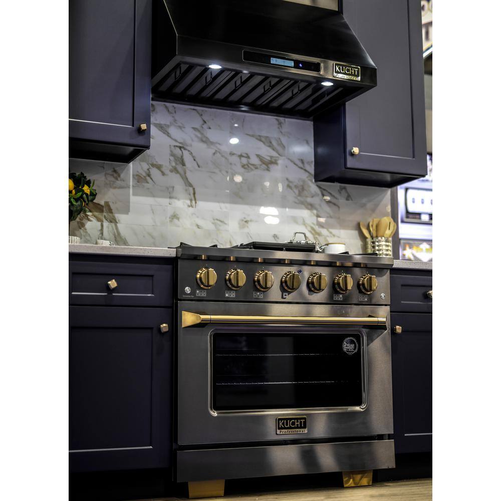 Kucht Gemstone Professional 36 in. 5.2 cu. ft. Natural Gas Range with Convection Oven in Titanium Stainless Steel KEG363