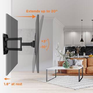 ProMounts Articulating Extending Wall TV Mount for 26-43'' TVs up to 55lbs Fully Assembled Easy Install Low Profile TV Brackets OMA2201