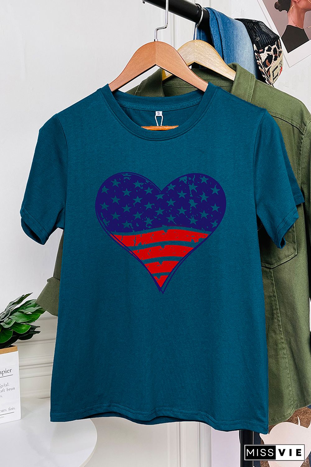 Patriotic Grunge Heart Graphic T-Shirt Wholesale