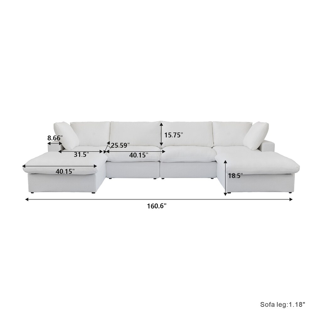 U Shape Couches for Living Room  6 Seats Modular Convertible Sectional Sofa Couch