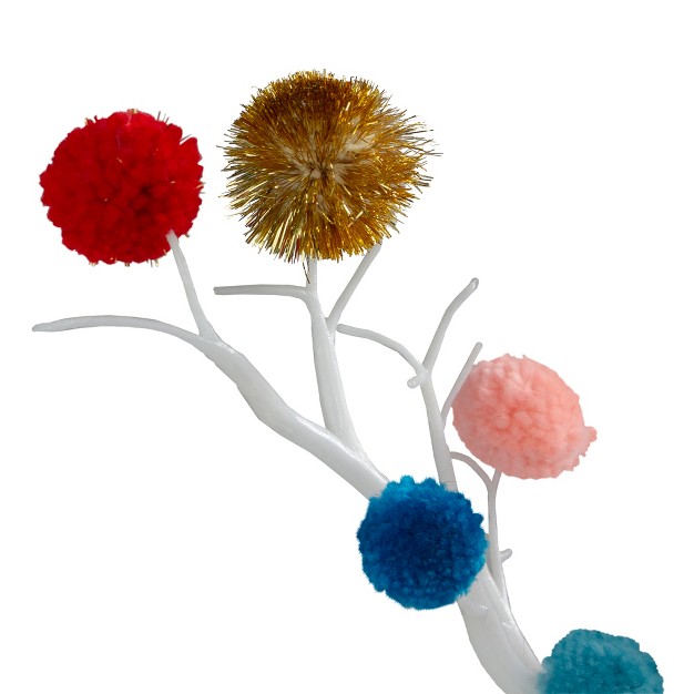 Multi color Christmas Cheer Pom Pom Twig Tree