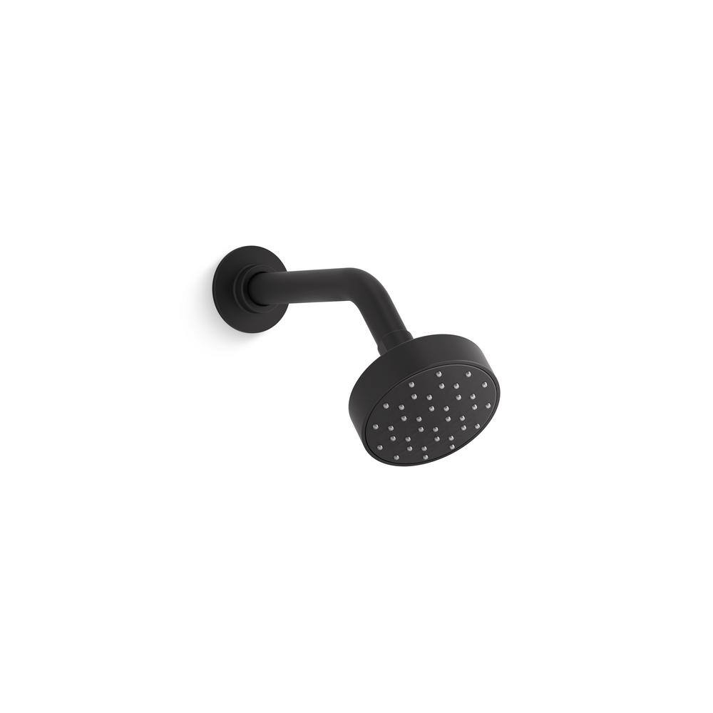 KOHLER Awaken G90 1-Spray Patterns 3.56 in. 1.5 GPM Wall Mount Fixed Showerhead in Matte Black 72416-BL