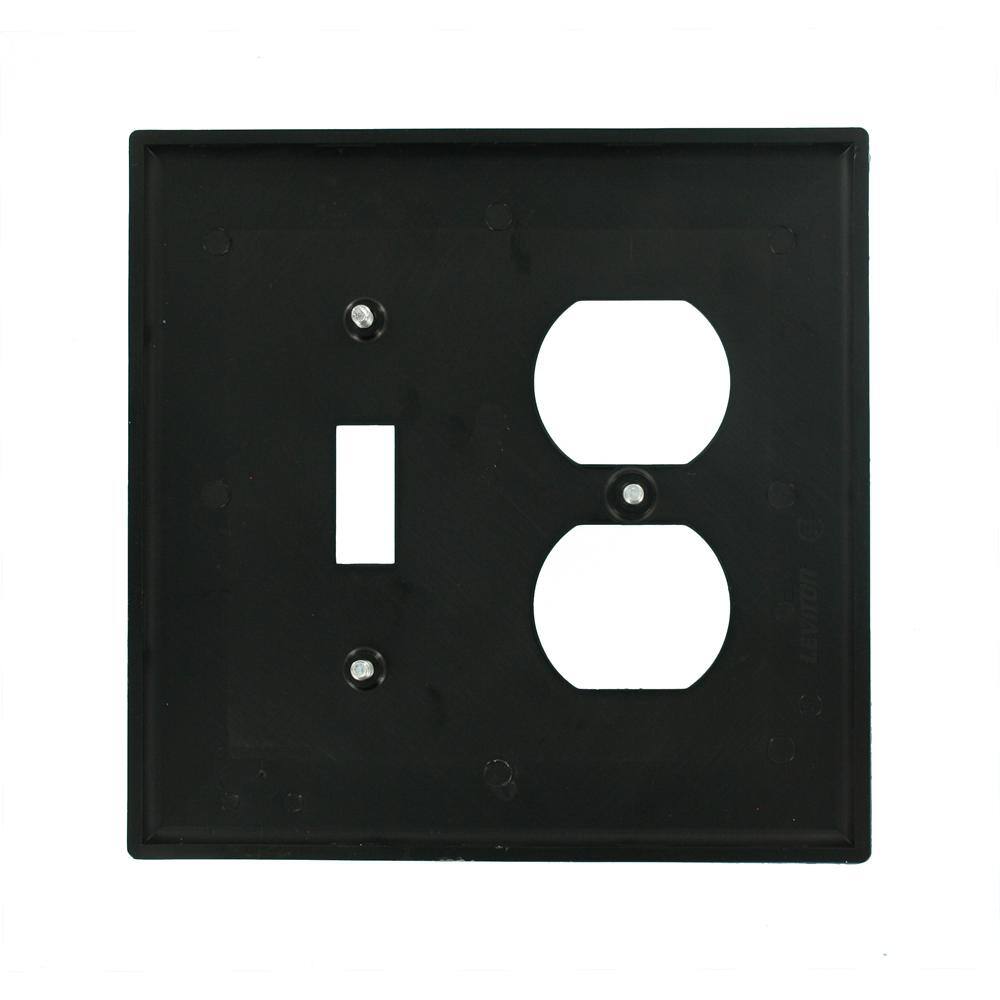 Leviton Black 2-Gang 1-Toggle1-Duplex Wall Plate (1-Pack) R55-0PJ18-00E