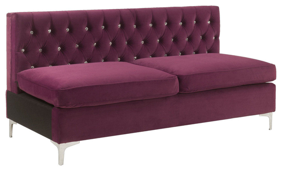 Modular Armless Sofa  Burgundy Velvet   Contemporary   Sofas   by Acme Furniture  Houzz