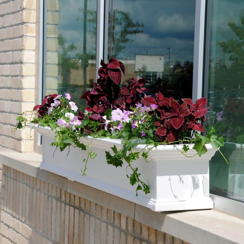 Mayne Yorkshire 84 in. x 12 in. Self Watering White Vinyl Window Box 8827-W