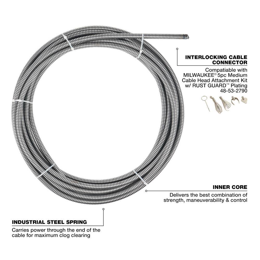 MW 12 in. x 75 ft. Inner Core Drain Cleaning Cable 48-53-2778