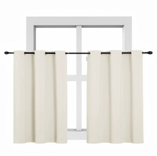 K30 2 Panels ivory color thermal short curtain blackout 100% privacy for kitchen bathroom décor with grommets top size 30 wide X 36 length each panel