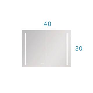 40 in. W x 30 in. H Rectangular Gray Aluminum RecessedSurface Mount Medicine Cabinet with Mirror LH-143