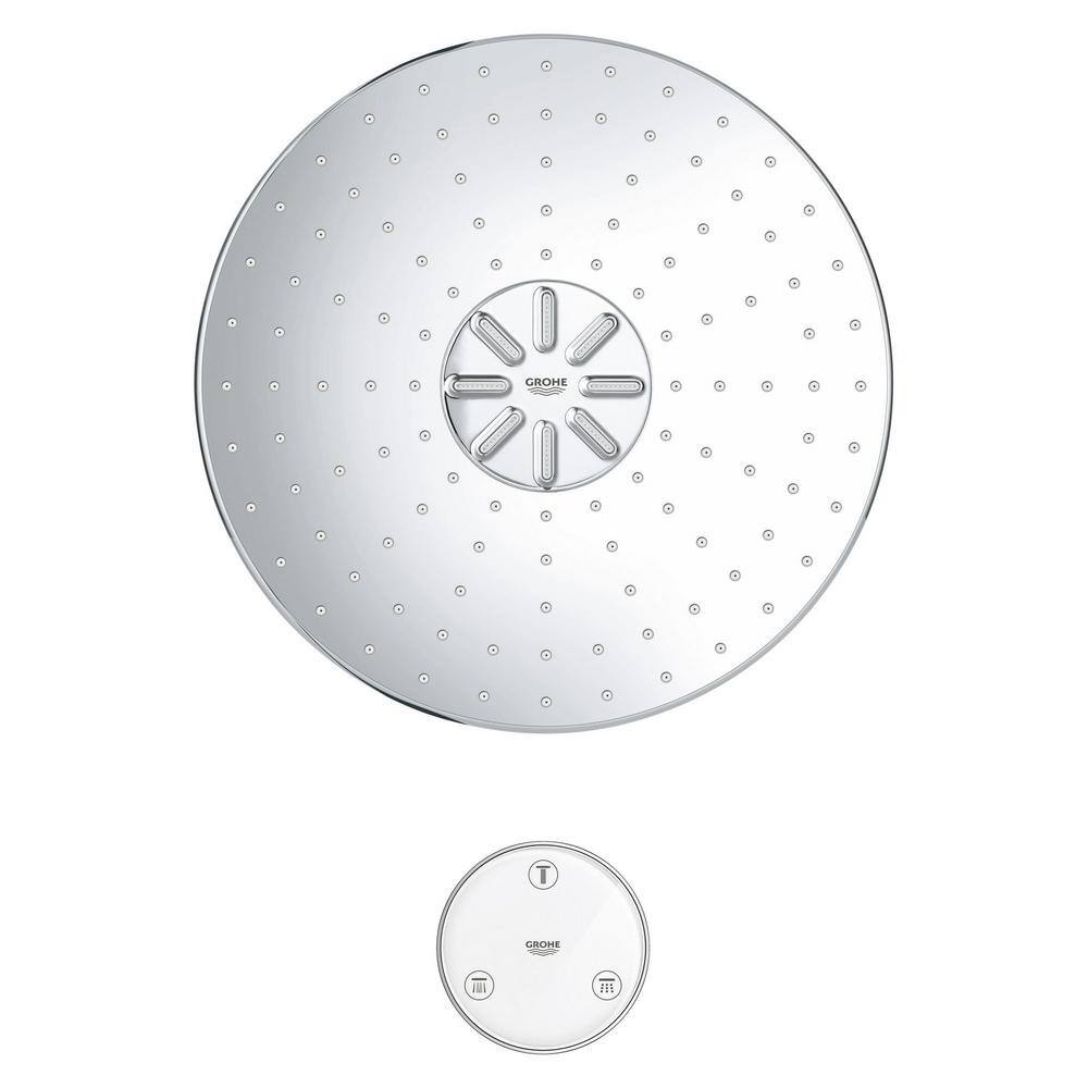 GROHE Rain shower Smartconnect 310 2-Spray with 1.75 GPM 12 in. Wall Mount Fixed Shower Head with Remote in StarLight Chrome 26644000