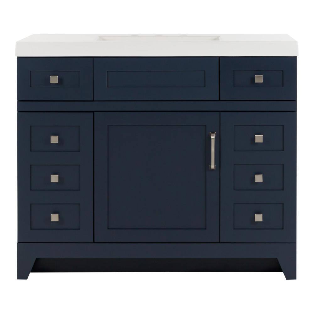 Home Decorators Collection Rosedale 42.5 in. W x 18.75 in. D Bath Vanity in Blue with Cultured Marble Vanity Top in White with Integrated Sink RD42P2-BU