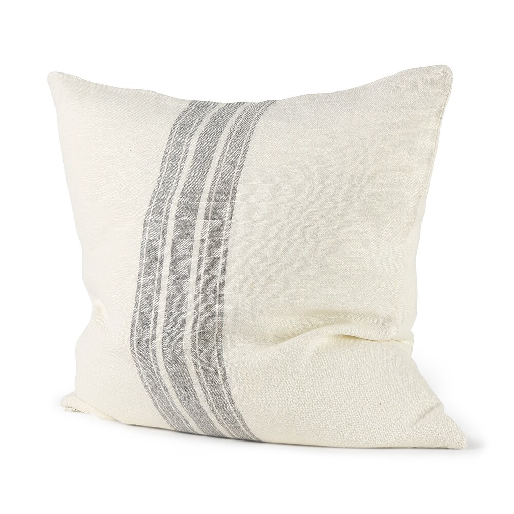 Patrice Cream w/ Gray Stripes Decorative Pillow Cover