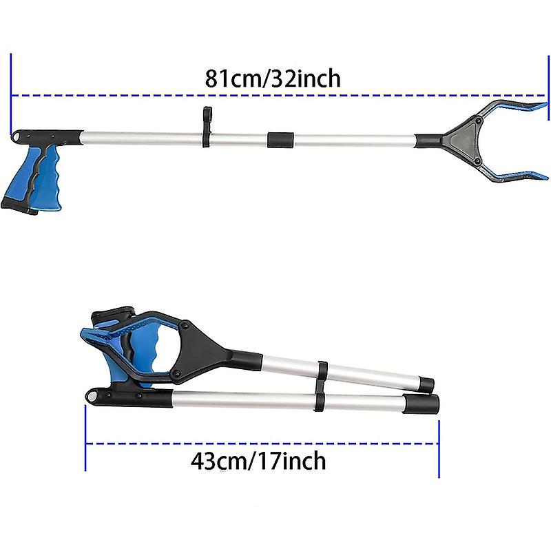 Foldable Grabber Tool Anti-Slip Reacher Grabber for Kids Elderly Reaching Assist Arm Extension (Blue)