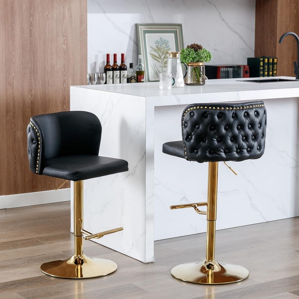 Swivel Barstools Adjusatble Seat Height  Modern PU Upholstered Bar Stools ( Set of 2)