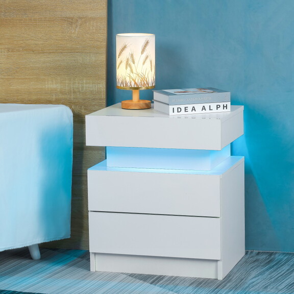 Bedside table with LED Light 2 set in one carton W...