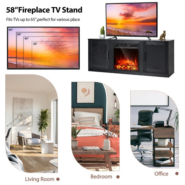 Costway 58 x27 x27 Fireplace Tv Stand Entertainment Console W 18 x27 x27 Electric Fireplace