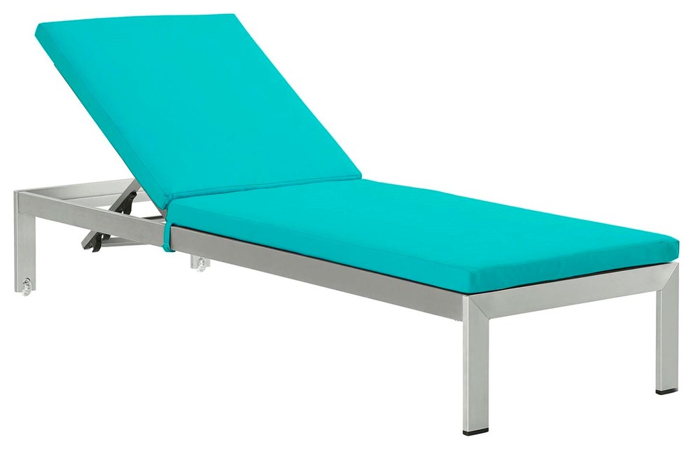 Modern Urban Outdoor Patio Chaise Lounge Chair  Set of 4  Blue  Aluminum   Contemporary   Outdoor Chaise Lounges   by House Bound  Houzz