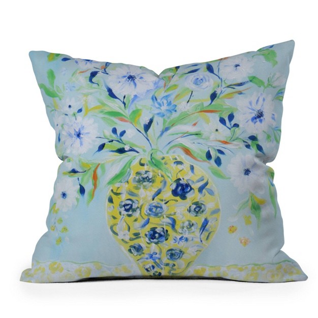 Nadar Musa Fresh Green Chinoiserie Square Throw Pillow Blue Deny Designs