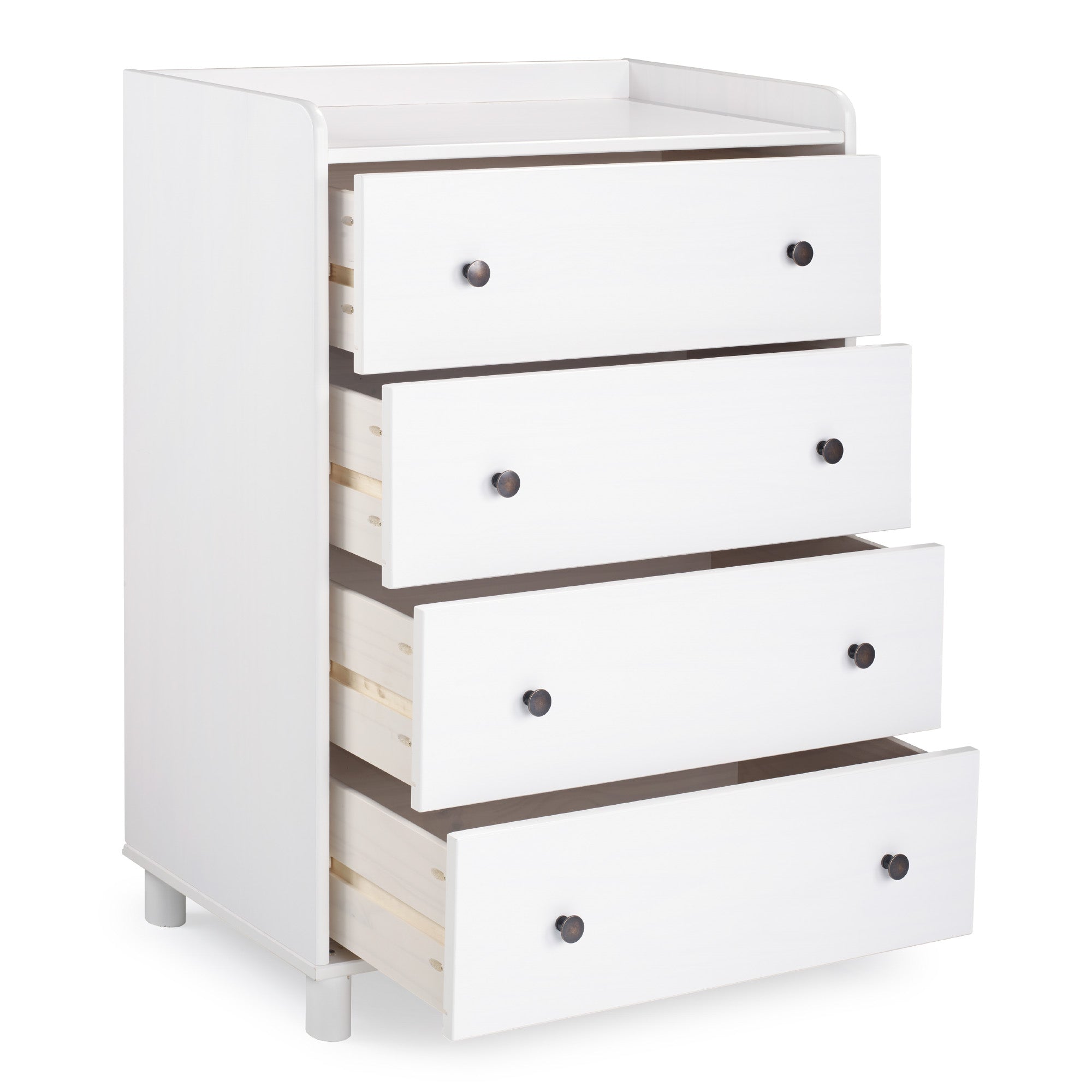 Manor Park Mid Century Modern Tray Top 4 Drawer Dresser, White