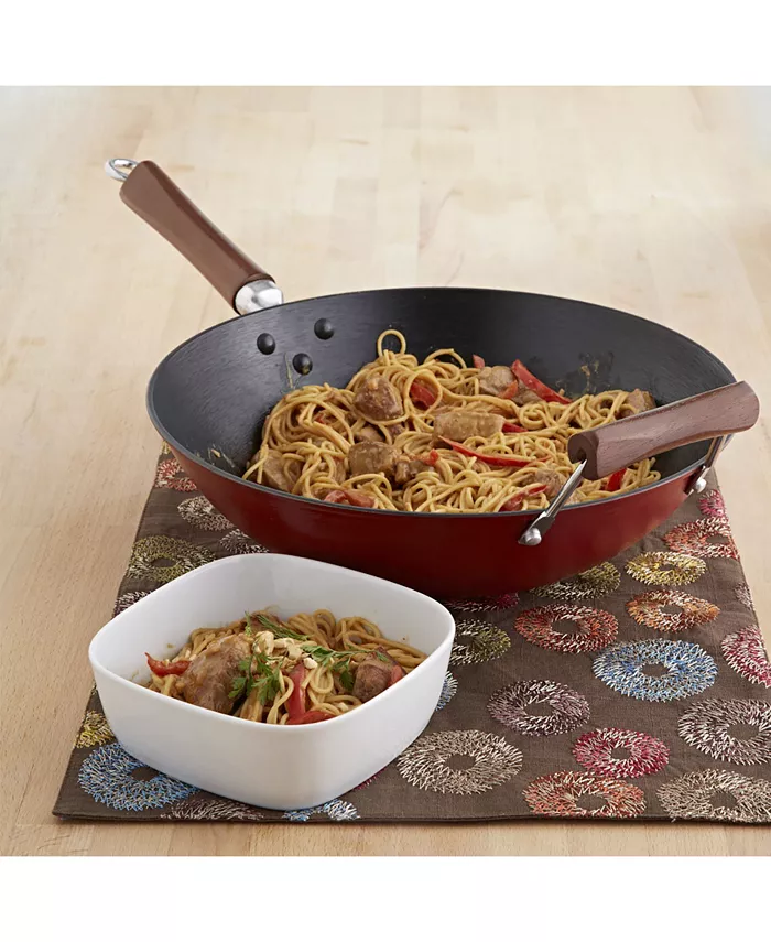 IMUSA Light Cast Iron Pre-Seasoned 14 Wok with Wood Handle