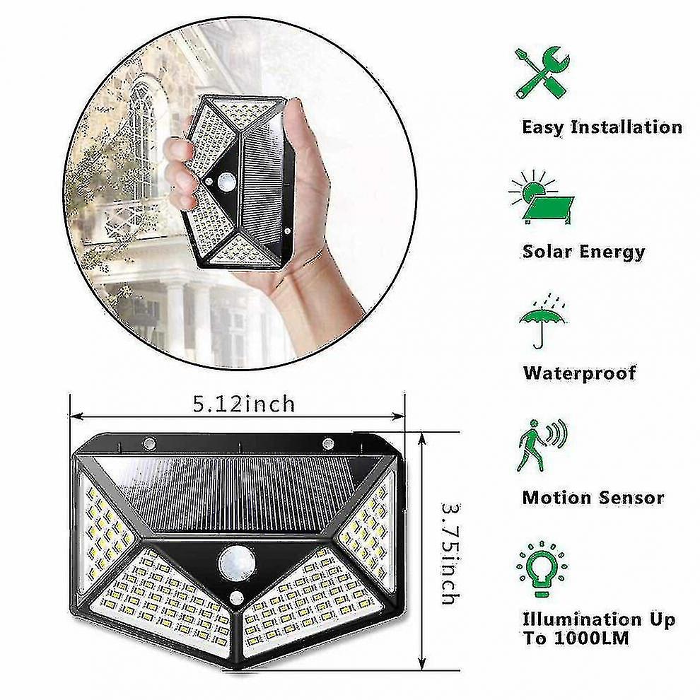 Outdoor Solar Light 100 Led 4 Pack， Outdoor Solar Light Motion Sensor， Wireless Solar Spotlight With