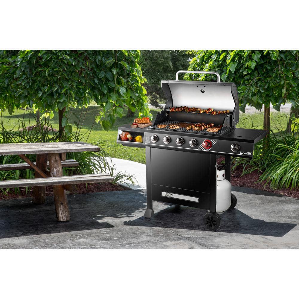 DynaGlo 5Burner Propane Gas Grill in Matte Black with TriVantage Multifunctional Cooking System