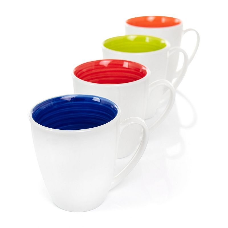 Gibson Home Crenshaw 4 Piece 12 Ounce Ceramic Mug Set in Assorted Colors