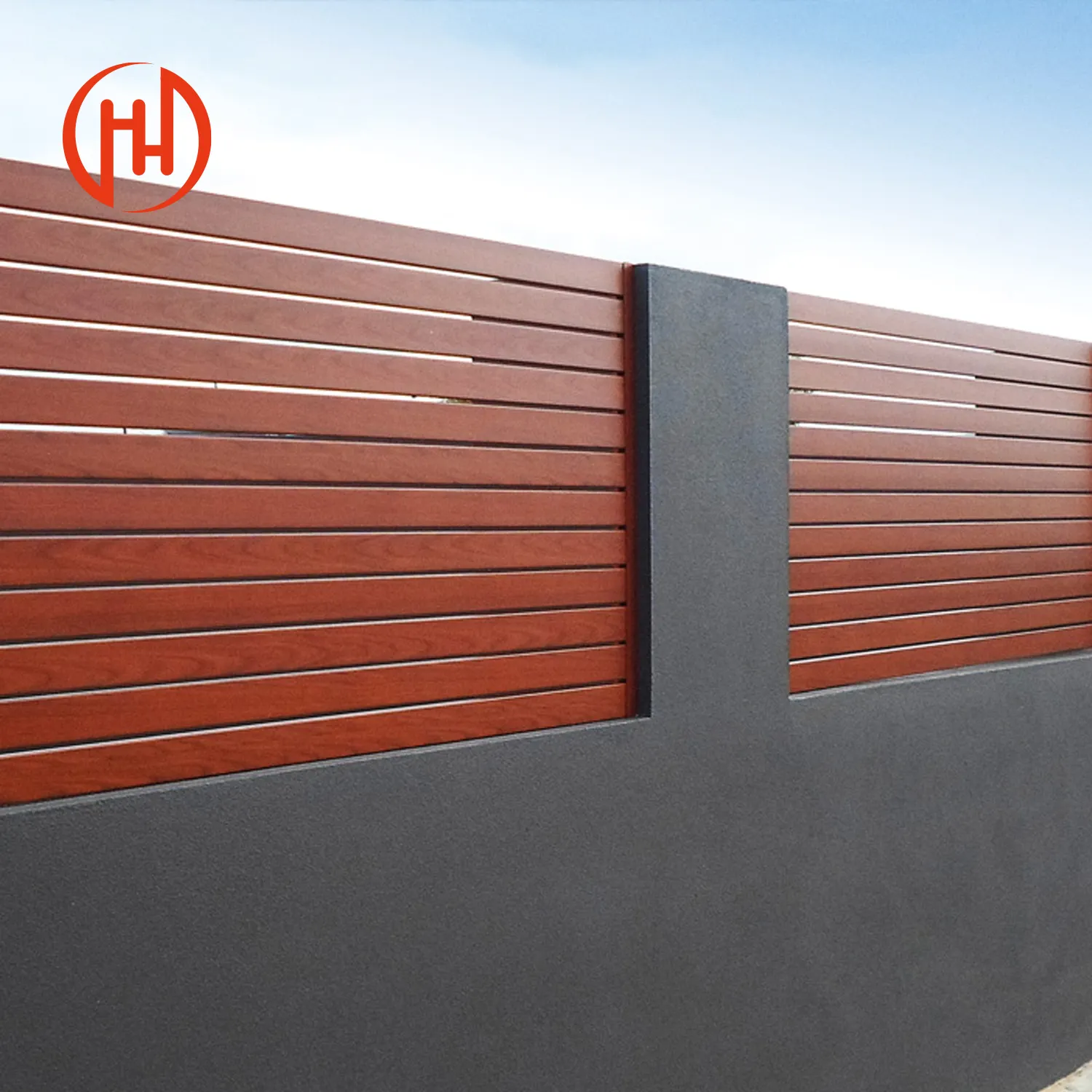 Factory Supply Wood Grain Aluminum Fencing Aluminum Louver Fence Aluminium Privacy Slat Fence