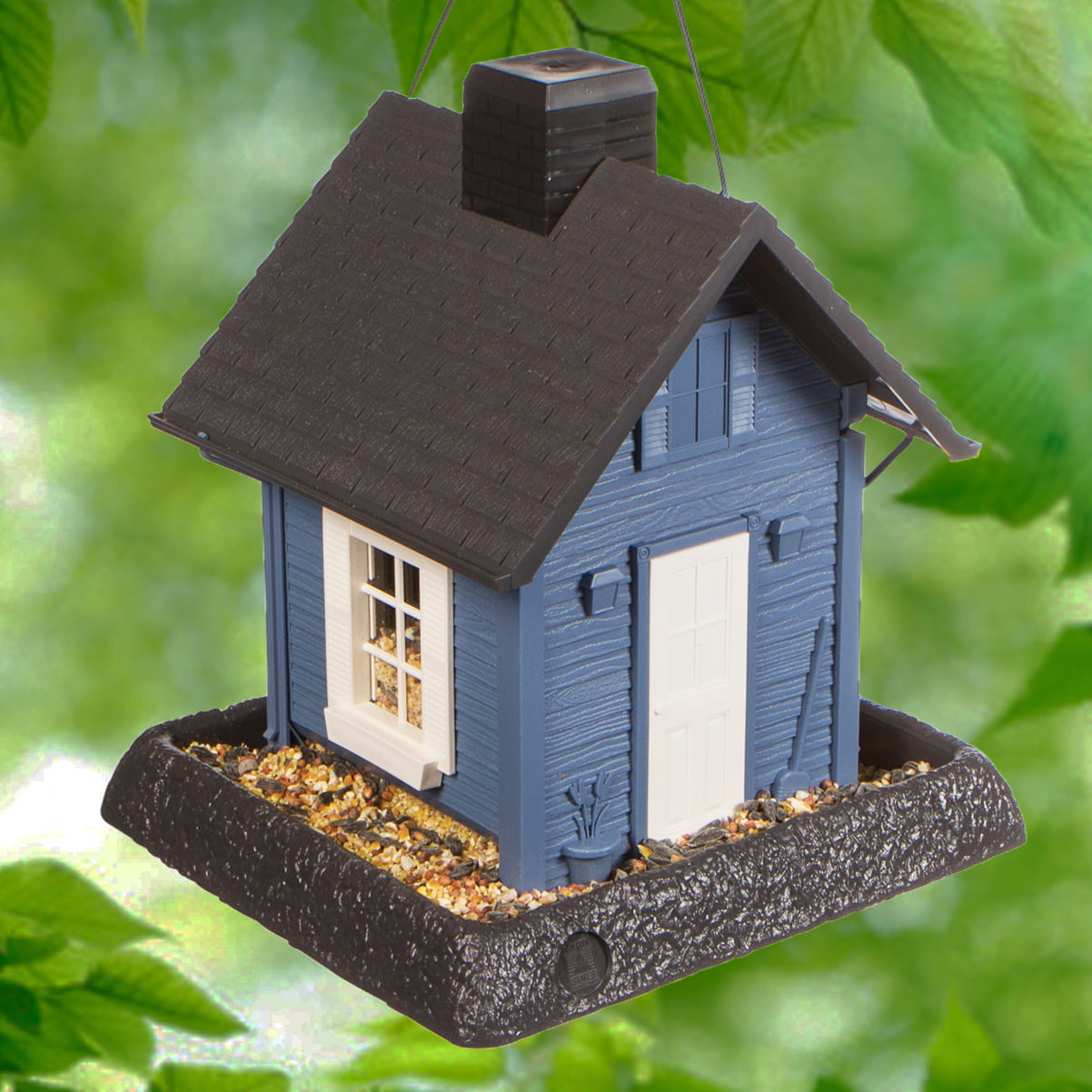 North States Village Collection Blue Cottage Hanging Birdfeeder