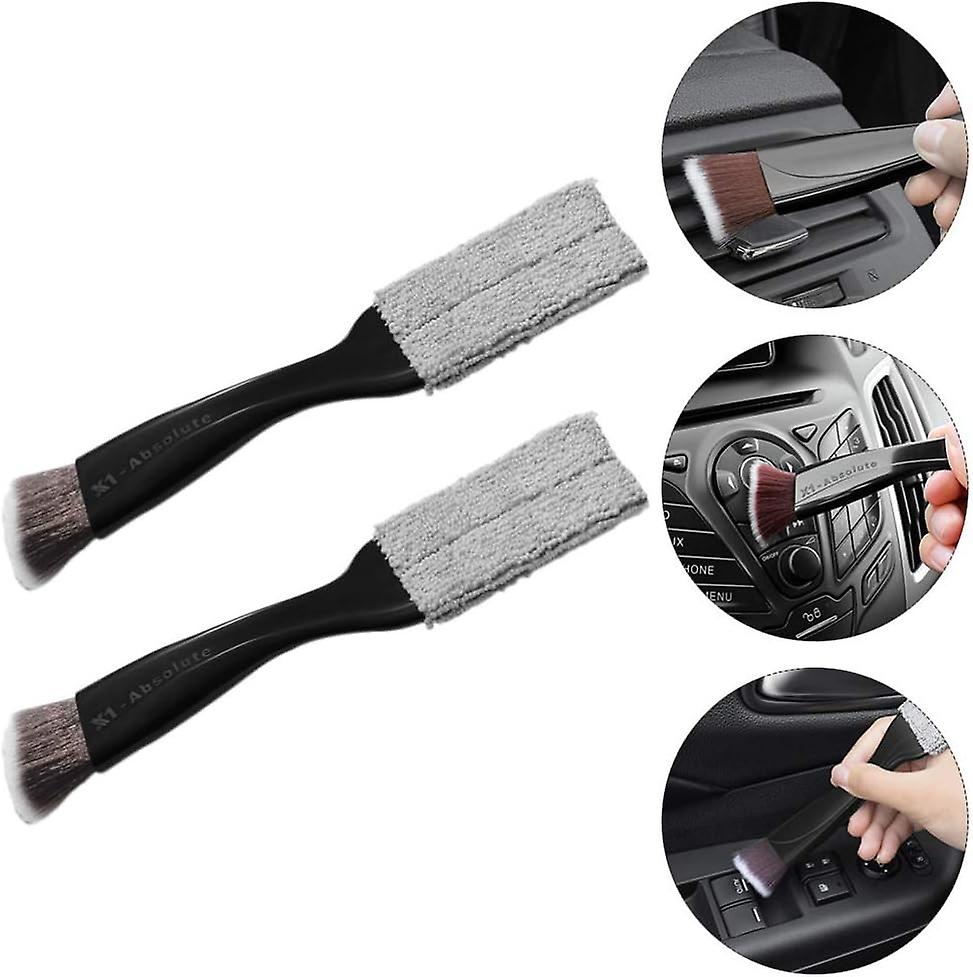 2pcs Car Cleaning Brushes Mini Duster For Car Air Vent Auto Interior Brushes Automotive Air Conditioner Cleaner And Brush Cleaning Cloth Tool