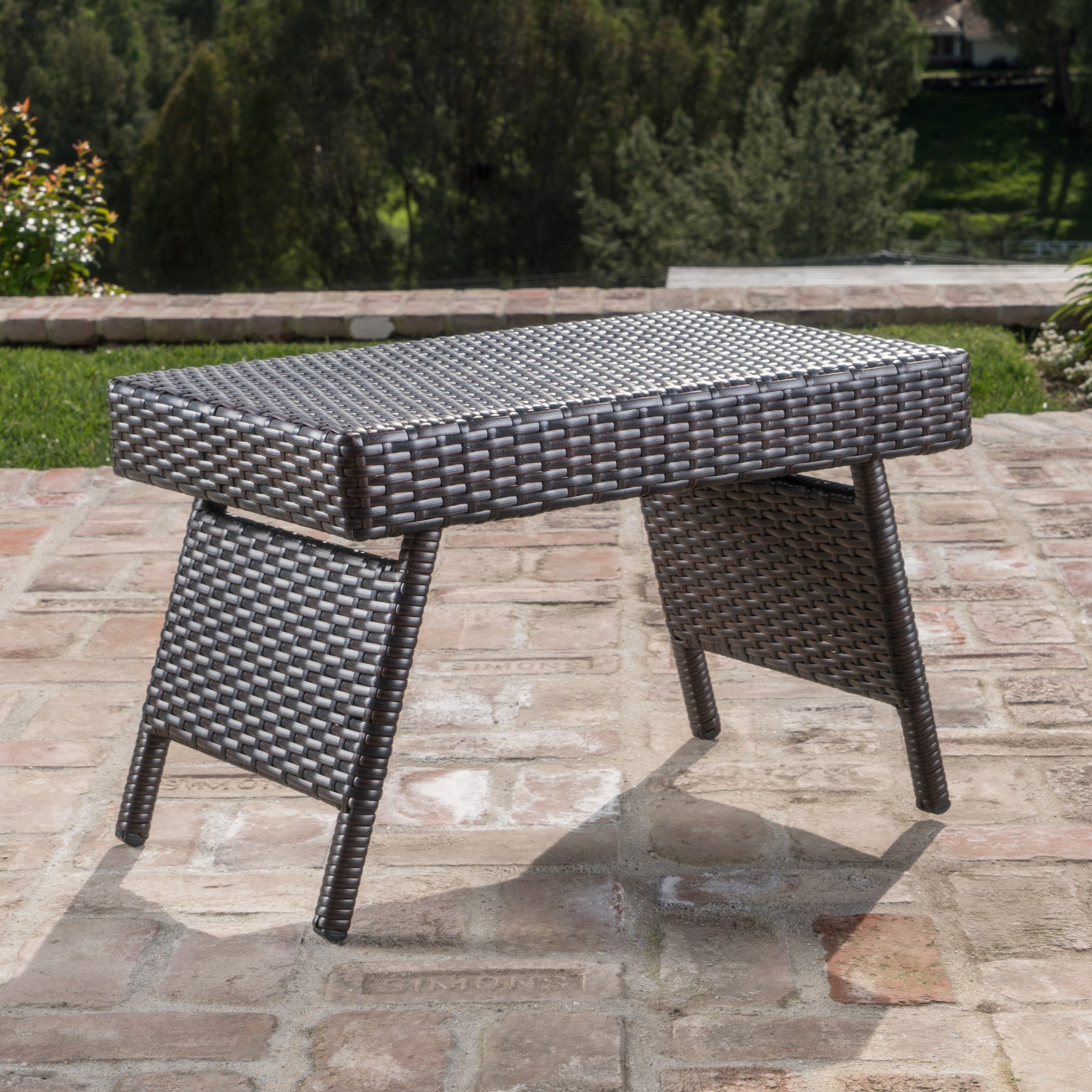 Thelma Contemporary Outdoor Mixed Mocha Woven Wicker End Table