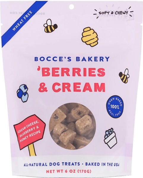 Bocce's Bakery Berries and Cream Soft and Chewy Dog Treats， 6-oz bag