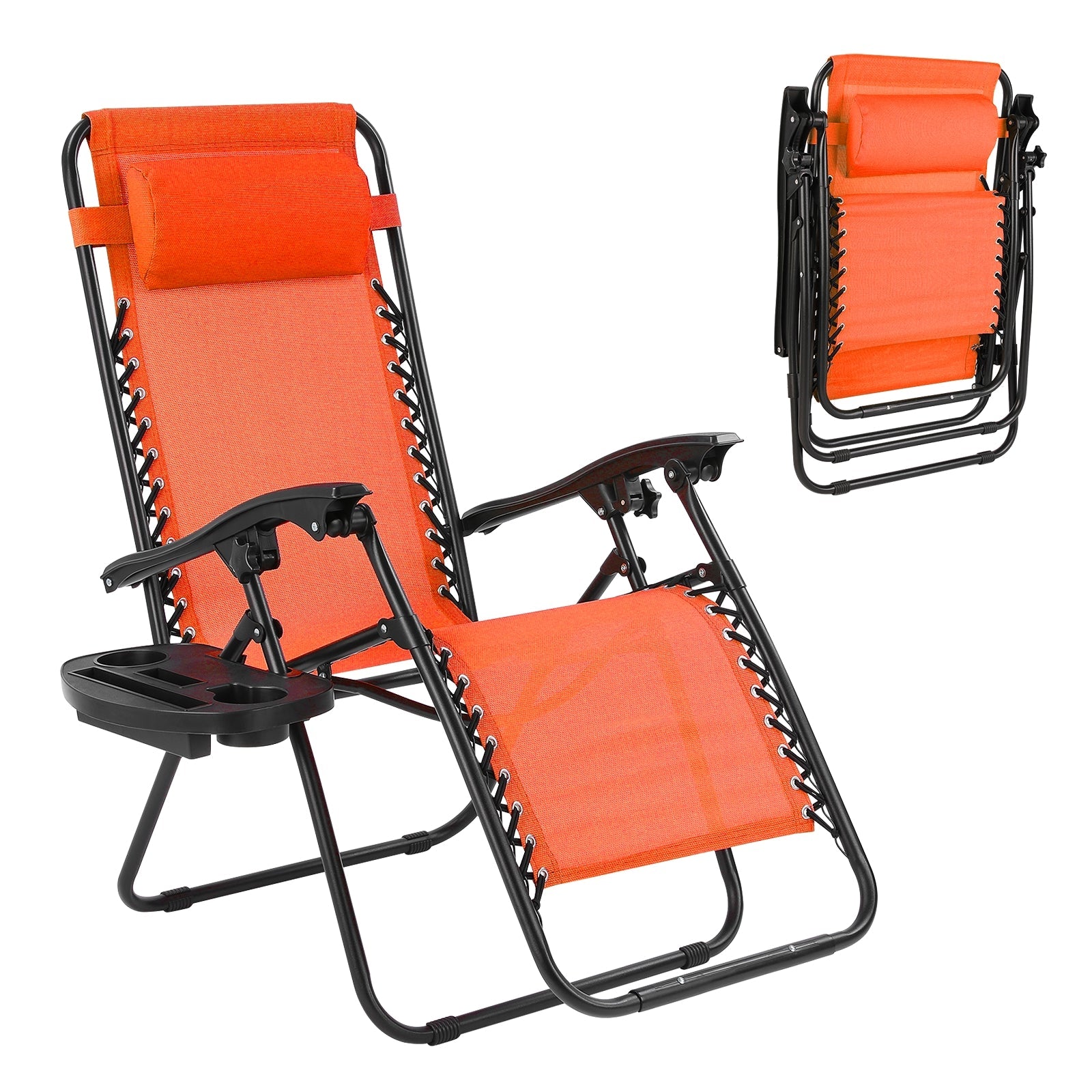 OKVAC Zero Gravity Chair Set of 3, Patio Lounge Recliner with Side Table