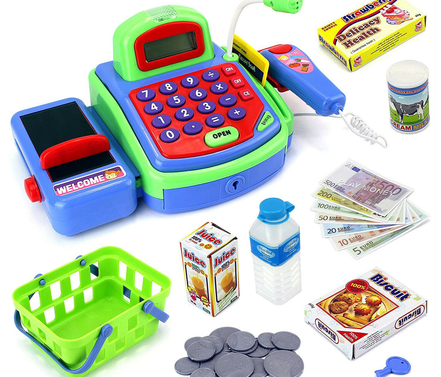 Durable Pretend Play Electronic Cash Register Toy for Kids | Educational Toys Gifts Toddlers with Realistic Actions and Sounds