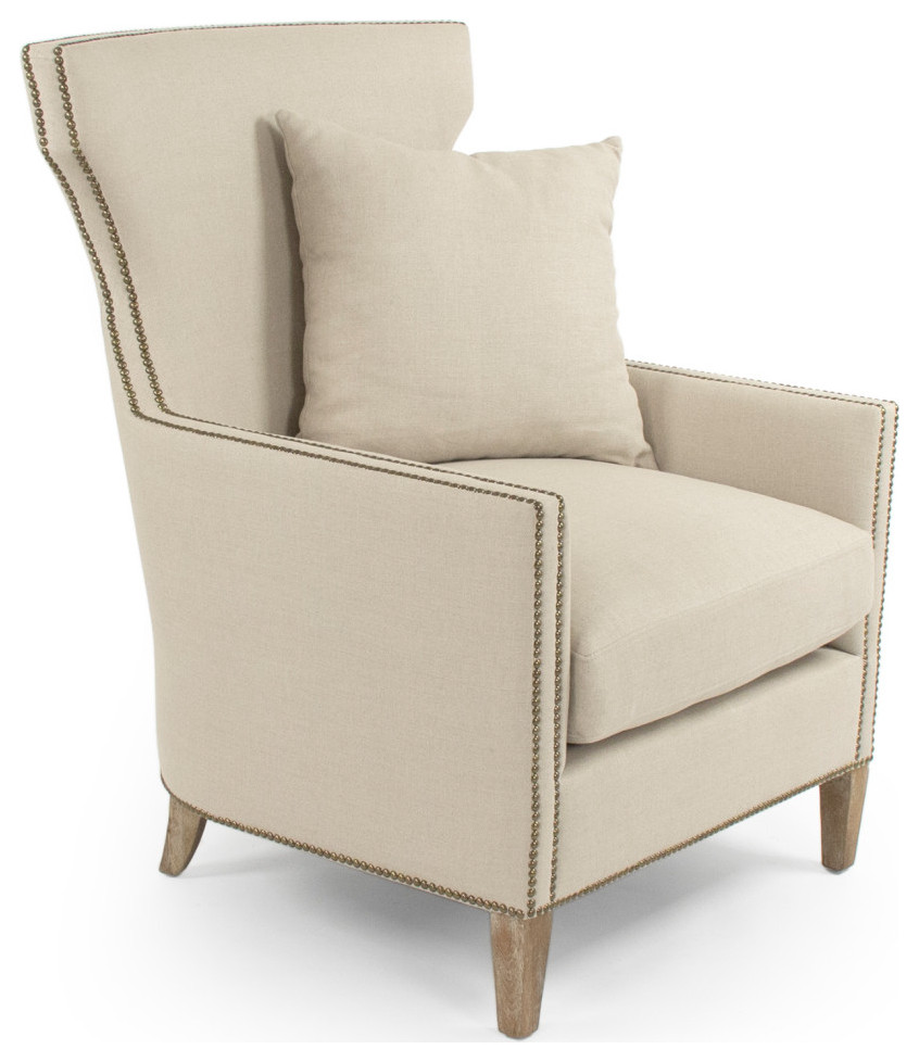 Aldrich Club Chair  Natural Linen   Transitional   Armchairs And Accent Chairs   by Zentique  Inc.  Houzz