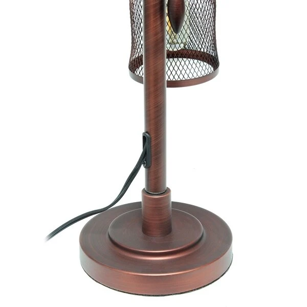 Lalia Home Vintage Arched Table Lamp with Iron Mesh Shade， Red Bronze - 14.75(L)7(W)20.75(H)