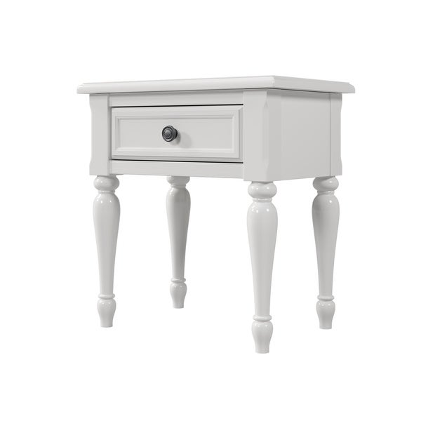 Wood 1 Drawer Nightstand for Nursery， Kid's Room， Bedroom， White