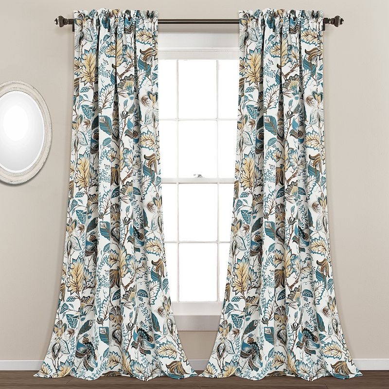 Lush Decor Cynthia Jacobean Room Darkening Window Curtain Set